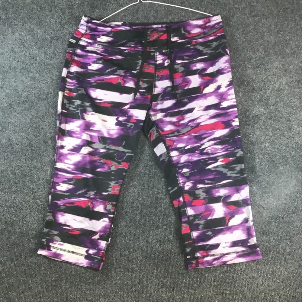 Danskin Now Fitted Capri Leggings Womens L 12-14 (Fits 34x17.5) Multi Abstract